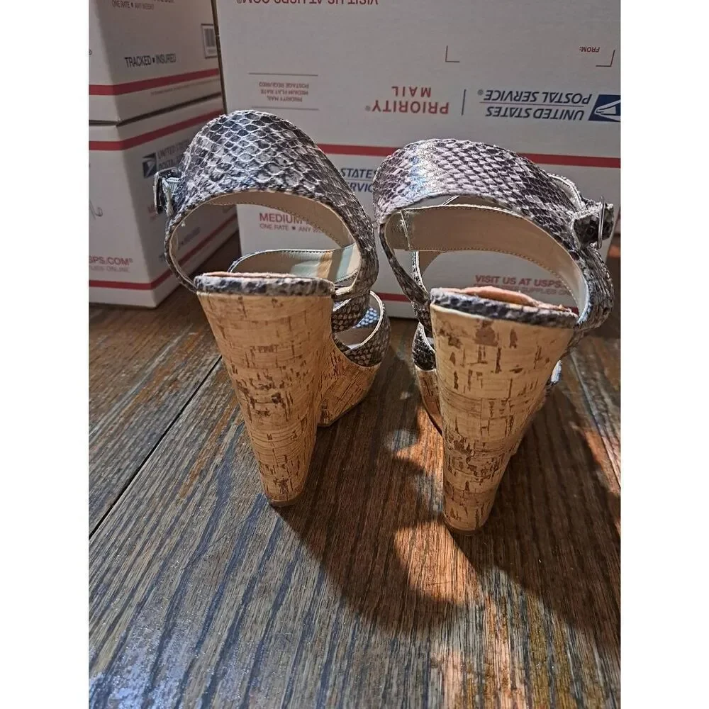 6.5M Chinese Laundry Z-Gumdrop Cork Platform Wedge Heel Open Toe Shoes Sandals